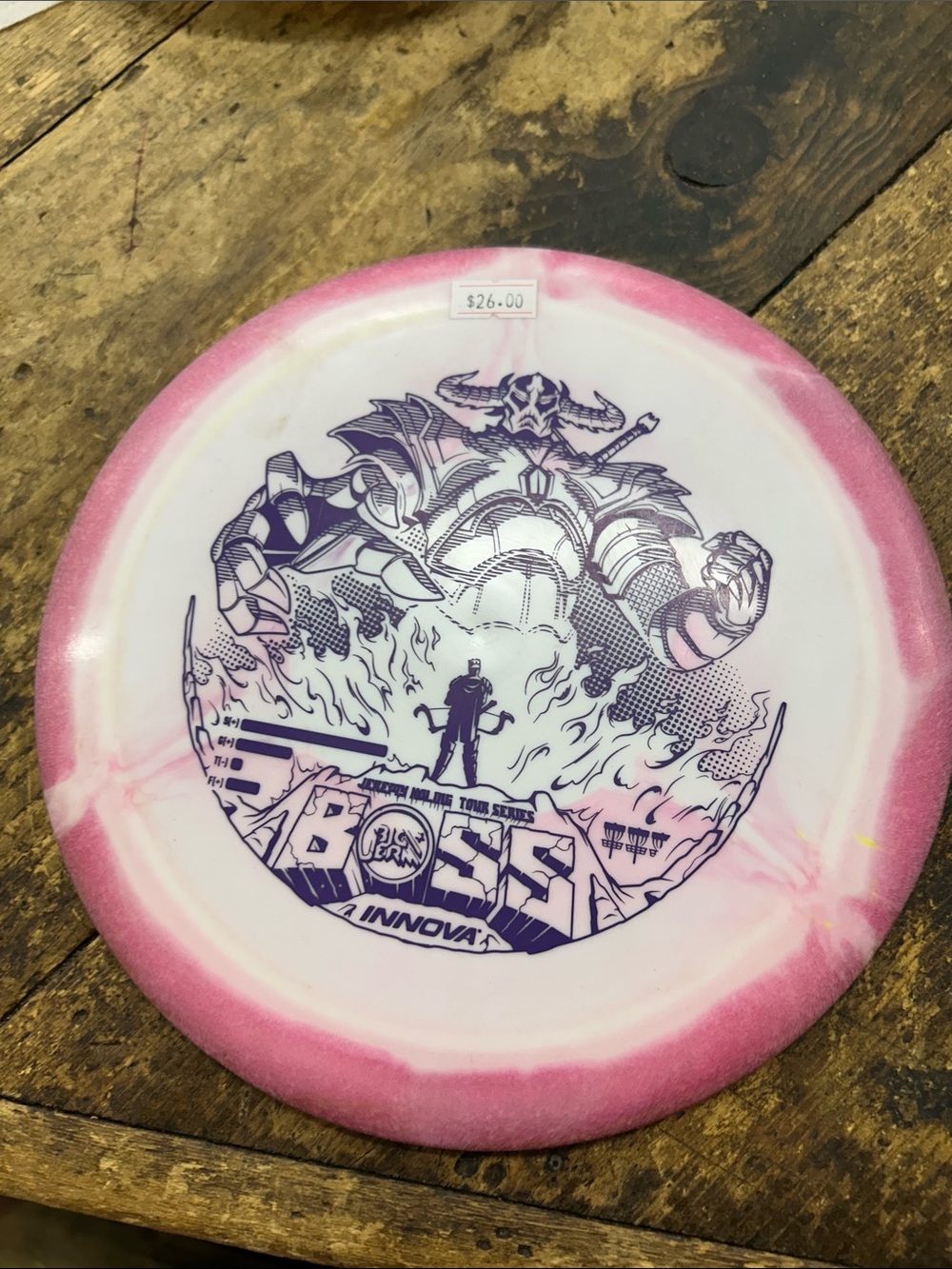 Boss Pink and White Discraft-Style Distance Driver